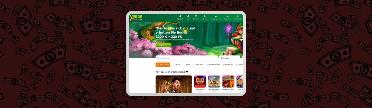 Screenshot von Verde Casino in Deutschland.